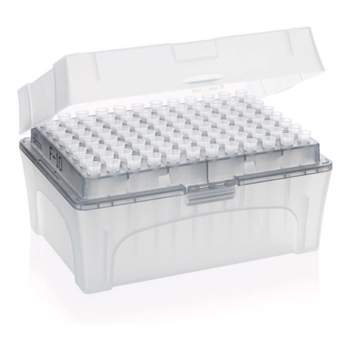 BT 732704 The BrandTech Bio-Cert Non-sterile Tip-Box holds 480 grey 0.5-10μL filtered nano-cap tips