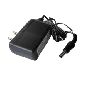 Easypet Power Supply / Charger, US (Eppendorf): Black adapter with two-prong plug and coiled barrel cable, shown on white background—ideal as a charger or replacement for Eppendorf Easypet devices.