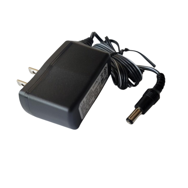 EP_022233602 Easypet Power Supply / Charger, US (Eppendorf): Black adapter with two-prong plug and coiled barrel cable, shown on white background—ideal as a charger or replacement for Eppendorf Easypet devices.