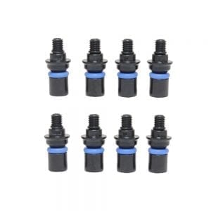 Eight identical plastic tip fitting assemblies (850μL, 1000μL, 1250μL; 4-pack) for Thermo Scientific Finnpipette E1/F1 ClipTip are arranged in two rows of four on a white background.