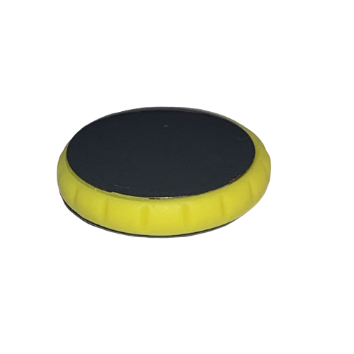 SA LH-727014 The Tacta Mechanical Cap, Yellow (Sartorius) features a round shape with a black top and yellow ridged edge, displayed against a white background.