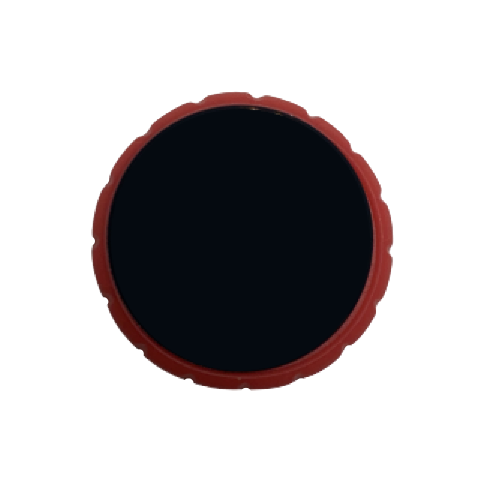 A round Sartorius Tacta Mechanical Cap in black with a red textured rim is viewed from above against a white background.