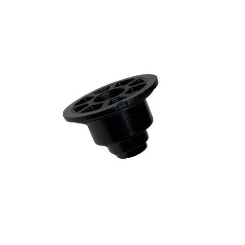 A black plastic Tacta Mechanical Multichannel Adapter Nut (Sartorius) with a circular vented top and cylindrical base is shown on a white background.