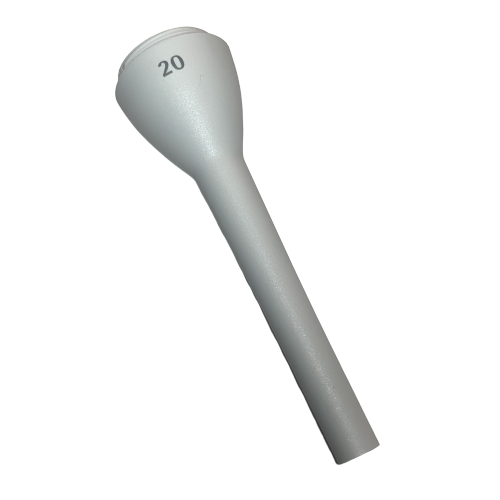 SA LH-727055 A white plastic Sartorius Tacta Mechanical Tip Ejector Collar/Sleeve, Single Channel, 20μL, featuring a funnel shape and easy-use mechanical tip ejector.