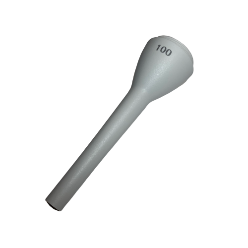 SA LH-727056 A gray, tapered Tacta Mechanical Tip Ejector Collar/Sleeve, Single Channel, 100μL (Sartorius), labeled near the top and isolated on a white background.