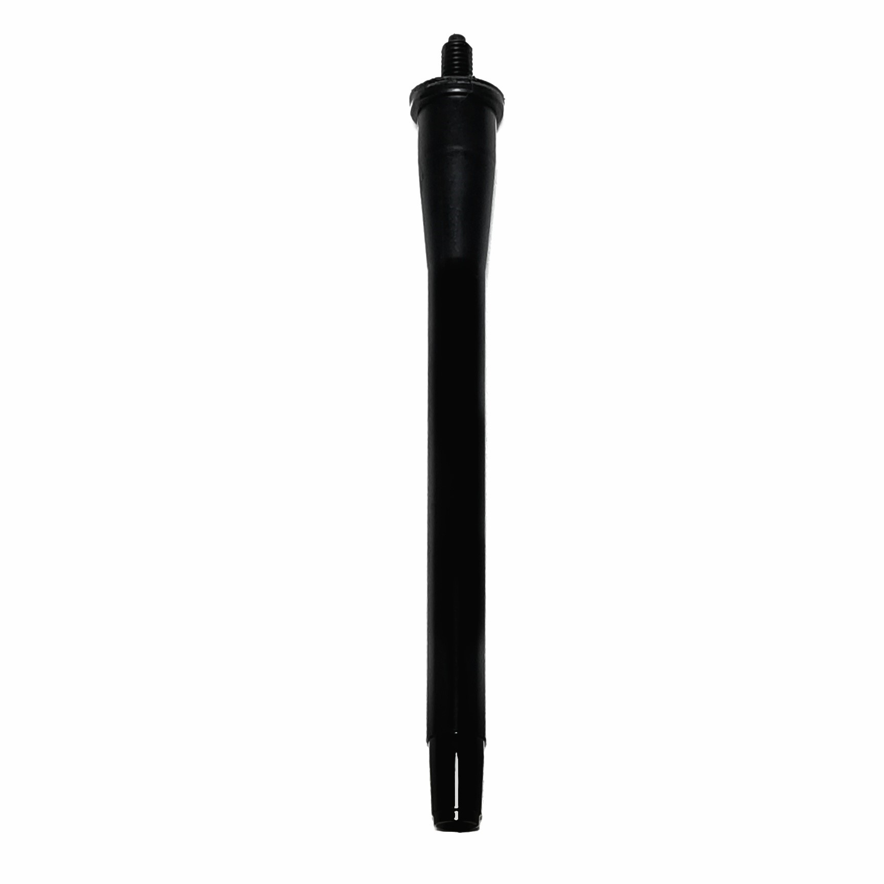 A black metal rod with a threaded top, designed for the Tacta Mechanical Tip Cone Assembly, Single Channel, 200μL (Sartorius), is shown against a white background.