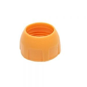 Orange Tacta Mechanical Tip Cone Locking Ring (Sartorius), for single-channel pipettes (20μL, 100μL, 200μL, 1000μL), shown upright on a white background.