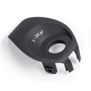 Dark gray plastic Tacta Mechanical Handle Collar, Single & Multichannel, 20μL, for a Sartorius mechanical pipette.