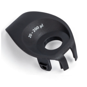 Black plastic Tacta Mechanical Handle Collar, Single Channel, 200μL (Sartorius) with a circular center opening.
