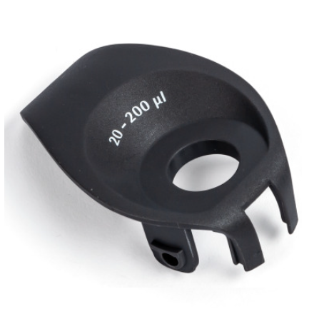 SA_LH-727028 Black plastic Tacta Mechanical Handle Collar, Single Channel, 200μL (Sartorius) with a circular center opening.