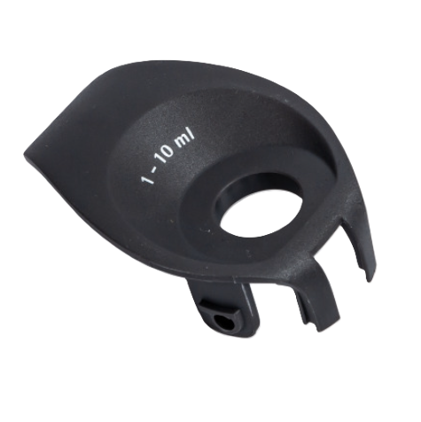 SA_LH-727031 Black plastic Tacta Mechanical Handle Collar, Single Channel, 10mL, labeled 1 - 10 ml.
