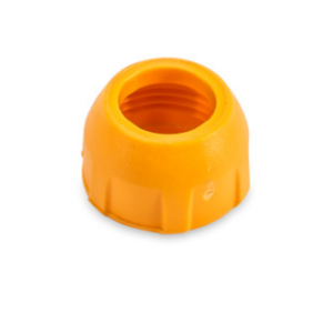 Small orange conical Tacta Mechanical Tip Cone Locking Ring for a single channel 3μL or 10μL Sartorius pipette, featuring internal threading.