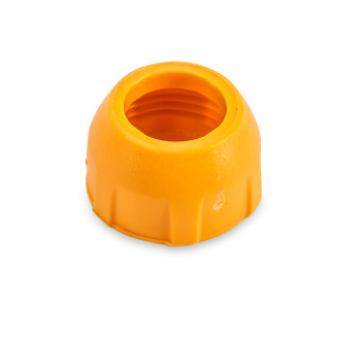 Small orange conical Tacta Mechanical Tip Cone Locking Ring for a single channel 3μL or 10μL Sartorius pipette, featuring internal threading.