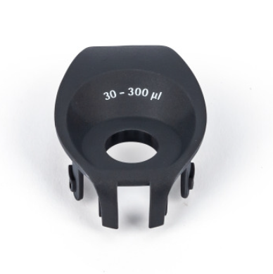 Black plastic Tacta Mechanical Handle Collar, Multichannel, 300μL for a Sartorius pipette, marked with a 30–300 μl volume range.