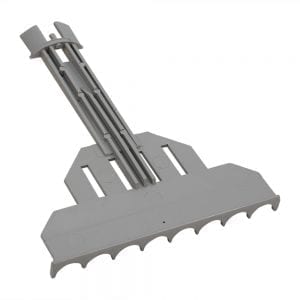 A gray plastic Research Pro Tip Ejector for 8-channel, 1200μL Eppendorf multichannel pipettes, featuring multiple tines and a flat top for use with compatible pipette cleaning or grooming devices.