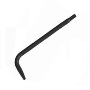 A black metal rod with a bent end, shown on a white background—ideal as the Thermo Scientific Finnpipette E1 ClipTip Upgrade / F1 ClipTip Upgrade Tip Fitting Tool.