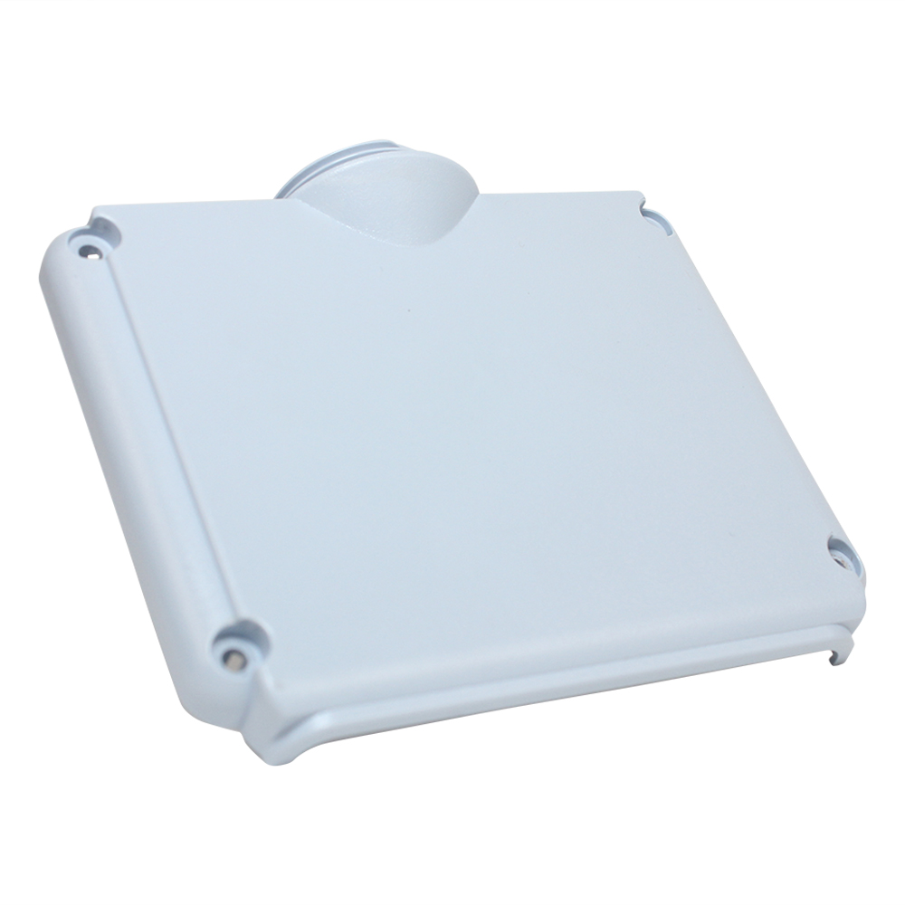 NINM7_004B A white plastic rectangular junction box with four screw holes and a circular cable entry on one side, crafted with precision comparable to the Nichiryo Nichipet 7000 Casing B Multichannel 8 Channel pipette (10μL, 50μL, 200μL, 300μL).