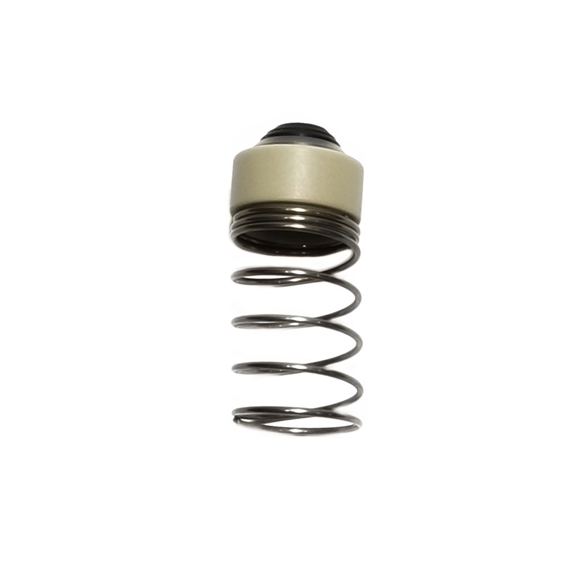 BT 704662 A Transferpette S Seal with Spring, Single Channel, New Version, 20-200μL (BrandTech), featuring a metal coil spring and beige cylindrical cap, is shown against a plain white background.