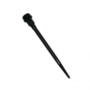 A black plastic tapered stake with a threaded top, resembling the Proline Mechanical Tip Cone, Single Channel, 10μL (Sartorius), isolated on a white background.