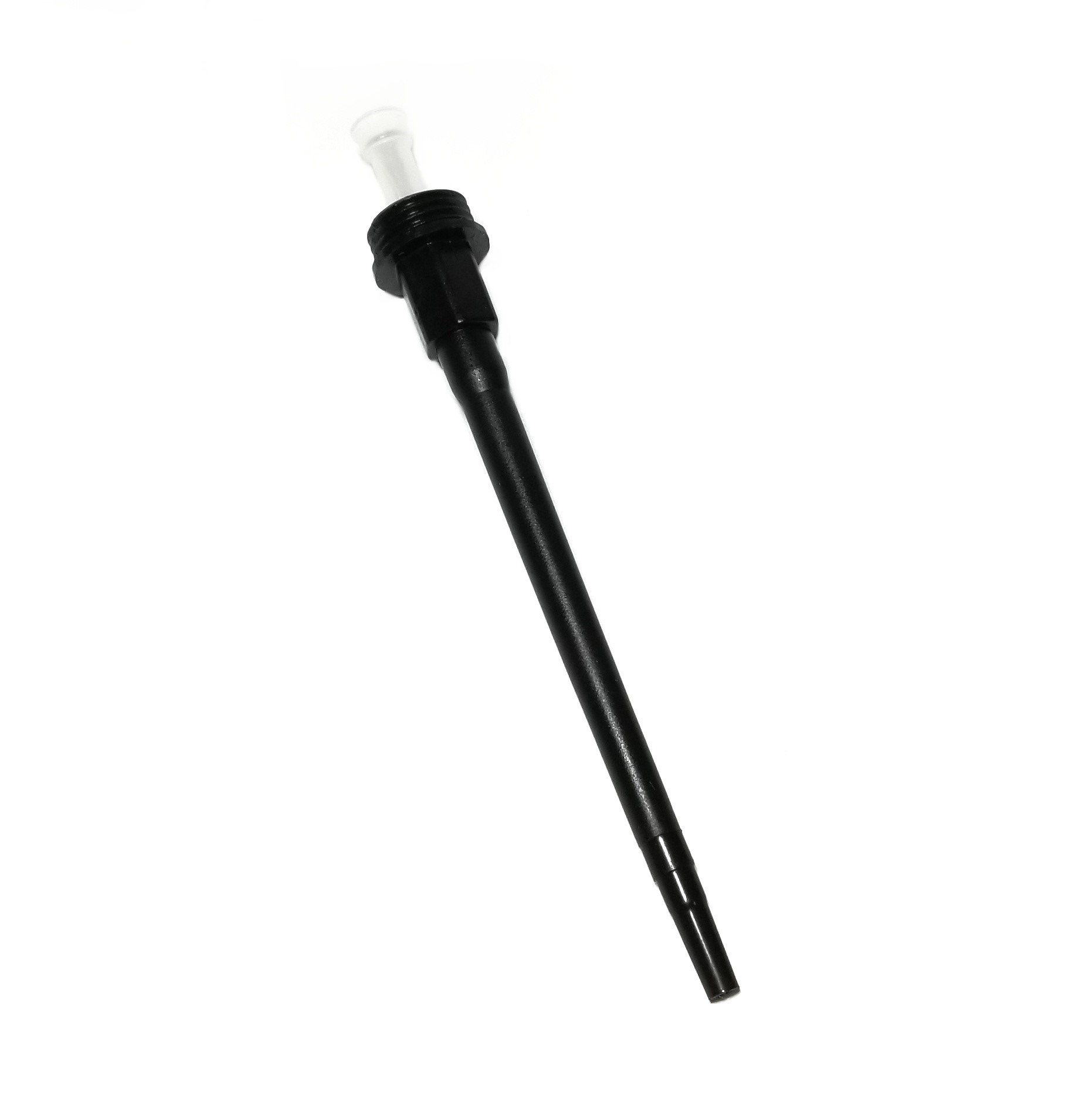 SA 721020 A Proline Mechanical Tip Cone, Single Channel (20μL, 50μL) by Sartorius is displayed on a white background, featuring a black plastic dispensing pump with a long spout and a white cap.