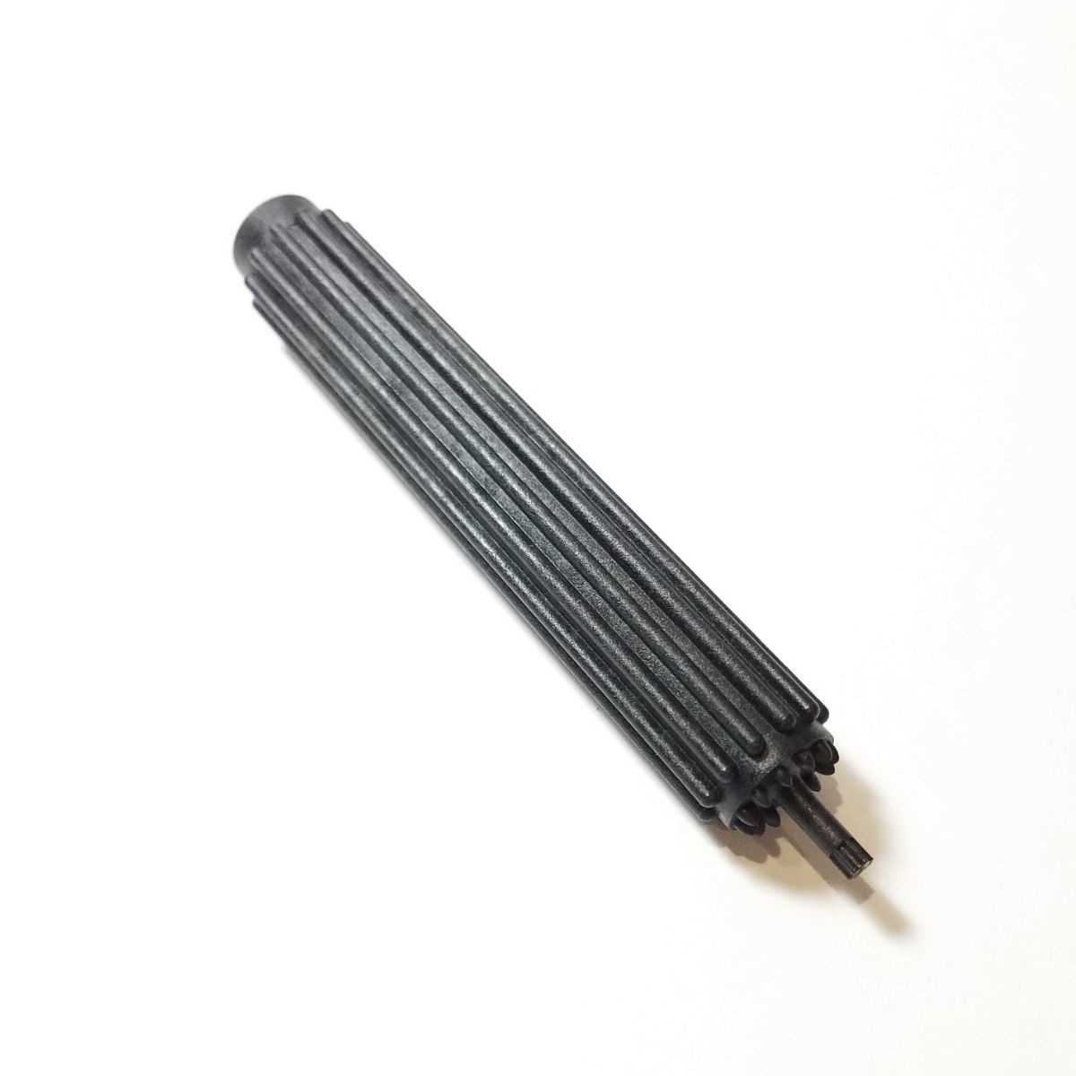 BT 6687 A black, ribbed plastic Valve Mounting Tool for Dispensette III & Organic, HF & TA Calibrating (all volumes) by BrandTech features a cylindrical, tapered shape with small protrusions and is shown on a white surface.