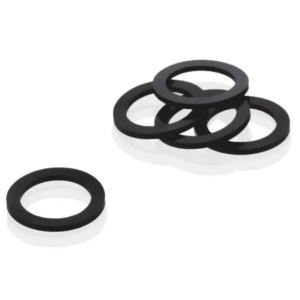 Five EDPM rubber seripettor QuikSip Sealing Rings by BrandTech shown on a white background—four stacked, one in front. Sold as a 5 Pack; ideal for use with seripettor systems.
