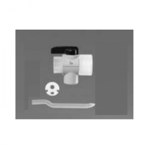Dispensette TA SafetyPrime Valve, Tantalum, 10mL (BrandTech) shown with a side handle, four-hole round gasket, and straight tool on a plain background.
