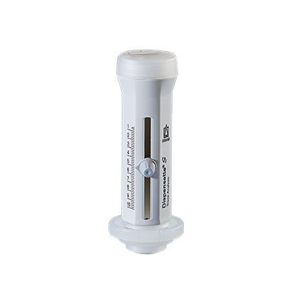 BT 708035 The Dispensette S Trace Analysis Dispensing Cartridge (1-10mL, Brandtech) features measurement markings and a side adjustment knob for precise liquid handling—ideal for trace analysis applications.