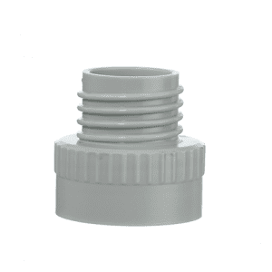 The Bottle Thread Adapter, PP, 33/40mm (Brandtech) is gray, with upper external threads and a smooth, ridged lower portion.