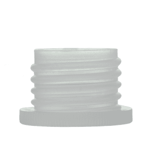 A translucent ETFE Bottle Thread Adapter, 33/28mm (Brandtech), with a ribbed exterior and flat base, shown on a plain white background.