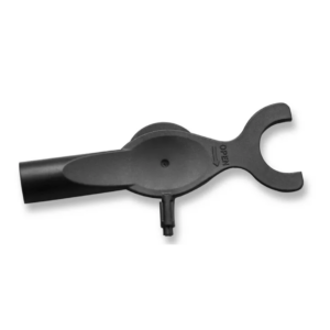 A black plastic mounting tool labeled OPEN with an arrow, featuring a handle and circular opening—compatible with all volumes of BrandTech Dispensette S, S Organic, S Trace Analysis, and seripettor pro dispensers.