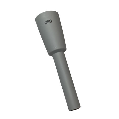 A blue Reference 2 Ejector Sleeve, Fixed Volume, 250μL (Eppendorf), with a conical top and cylindrical lower section, is isolated on a white background.