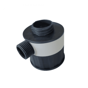 The seripettor & seripettor pro Valve Block (BrandTech), for 2mL and 10mL models, is a plastic threaded adapter with top and side ports, shown against a white background.