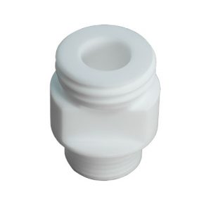 The Dispensette Thread Adapter by Brandtech is a PTFE fitting with a 3/4" outer thread and GL 32mm compatibility, ideal for connecting plumbing or industrial piping systems with Dispensette equipment.