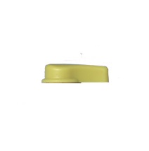 BT 8517 A yellow Dispensette S Organic Valve Lever for Discharge Tube with Recirculation Valve, suitable for all volumes (BrandTech), is shown from the side against a white background.