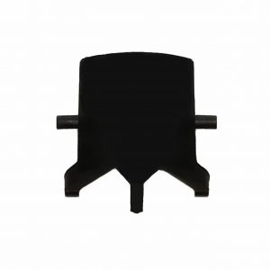 The black plastic stream / Xstream Holder Clamp (Eppendorf) features two side extensions and a central protrusion, shown against a white background—ideal for organizing your Eppendorf setups.