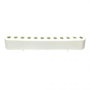 White plastic Gilson Pipetman Neo Ejector Spacer for 12-channel multichannel pipettes (DL10 & D20), viewed from the top against a plain white background.