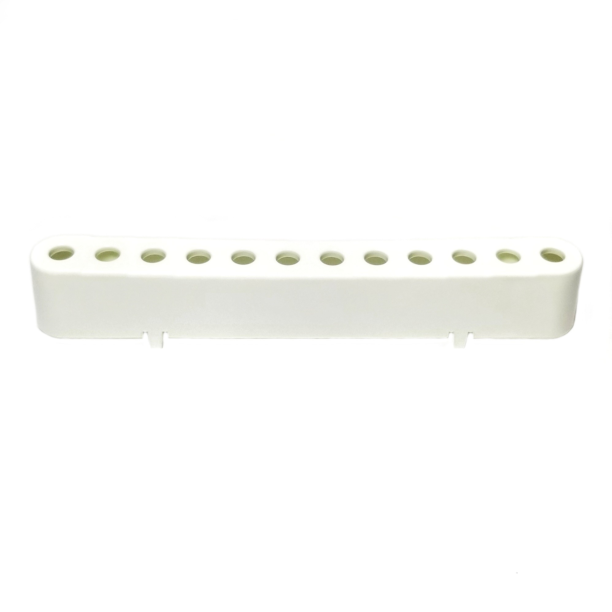 White plastic Gilson Pipetman Neo Ejector Spacer for 12-channel multichannel pipettes (DL10 & D20), viewed from the top against a plain white background.
