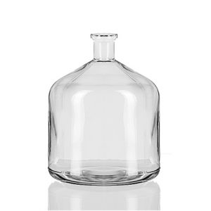 A 250mL Threaded Amber Bottle by Brandtech with GL32 thread size, PP screw cap, and LDPE pouring ring, shown against a white background.