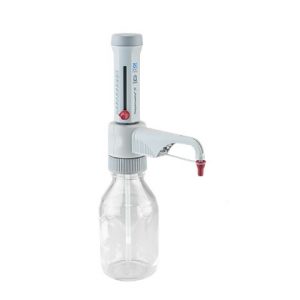 The Dispensette S Bottletop Dispenser, Analog, Adjustable with Standard Valve (0.1-1mL, BrandTech) offers precise liquid measurement and dispensing for lab use.