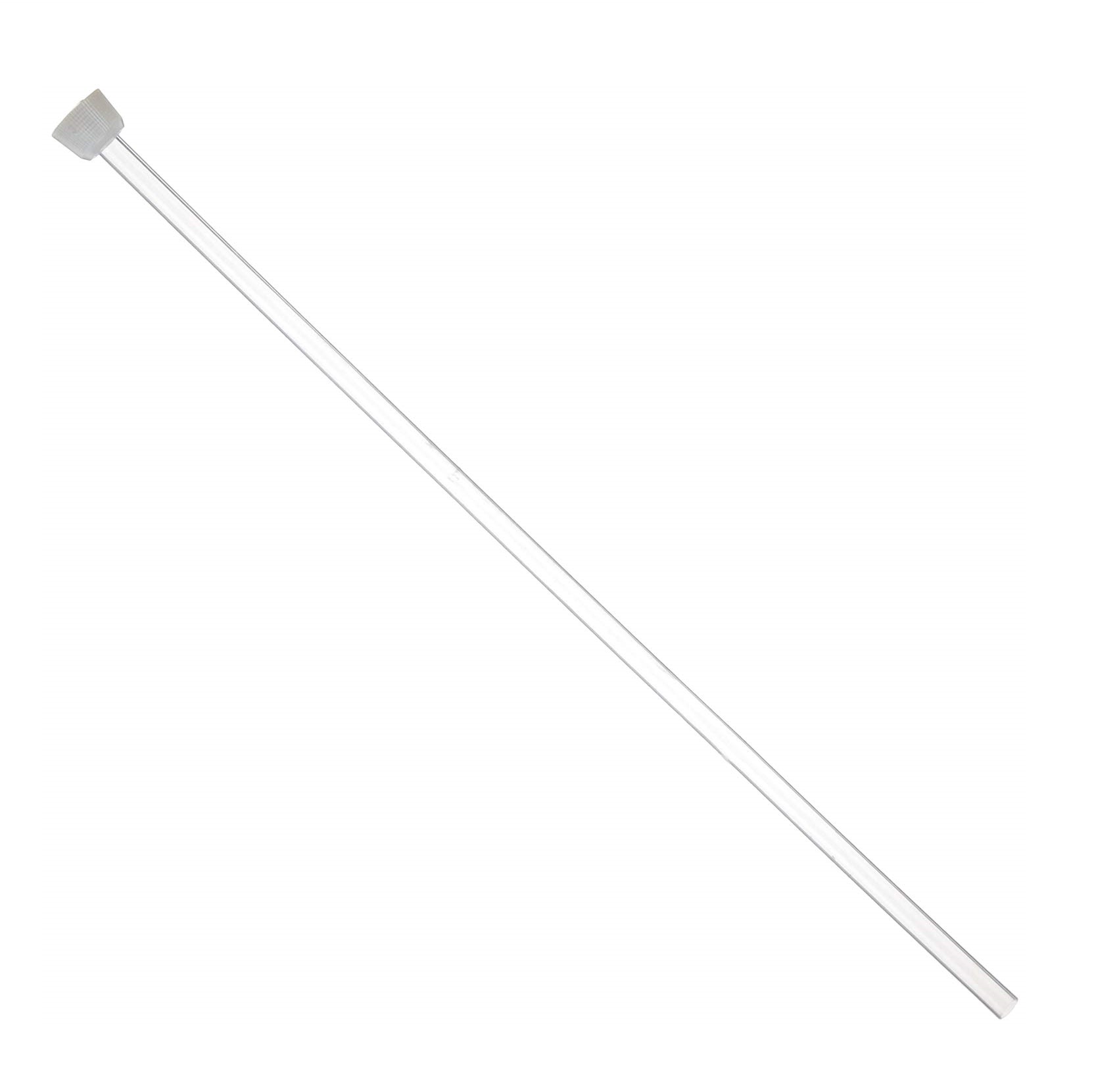 The Finnpipette Dispenser Suction Tube, 1-10mL (Thermo Scientific), is a clear glass tube with a rounded end and a white rubber cap, perfect for use with Thermo Scientific Finnpipette Dispenser or in your lab’s suction tube setup.