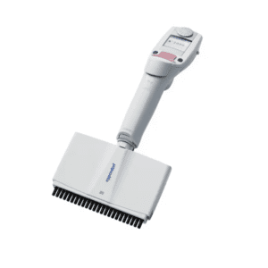 A light pink Eppendorf Xplorer Plus Multichannel Pipette, 24 channels, 1-20μL, is displayed against a white background.