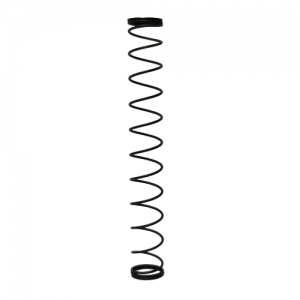 A single Microman Piston Return Spring (Gilson), M10 size, shown upright in a tight coil, red or blue, against a plain white background.