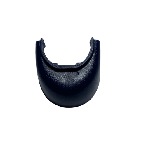 F807021 A black, semi-circular plastic Pipetman M Battery Cover for Single & Multichannel models (Gilson), with an open end facing upward, shown against a white background.