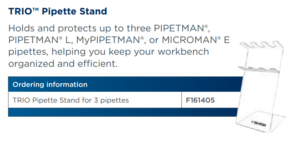 TRIO Pipette Stand, holds up to 3 Gilson Pipettes