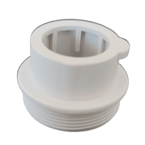 White plastic threaded adapter with a cylindrical body, flanged base, and internal slots, compatible with the Proline Plus Tip Cone Locking Ring, 5mL (Sartorius), photographed on a white background.