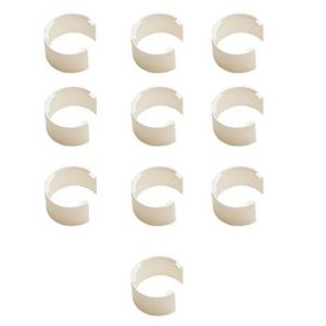 Nine identical white Pipetman Coloris Identification Clips (Gilson, 10 Pack) are arranged in a 3 by 3 grid on a white background.