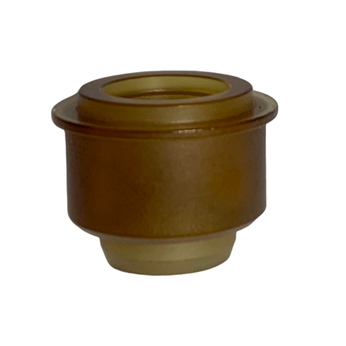 F807024 A small, cylindrical brown plastic Pipetman M Piston Guide (Gilson), with a wider top rim and narrower base, is shown against a white background; it’s compatible with all volumes of Gilson Pipetman M.