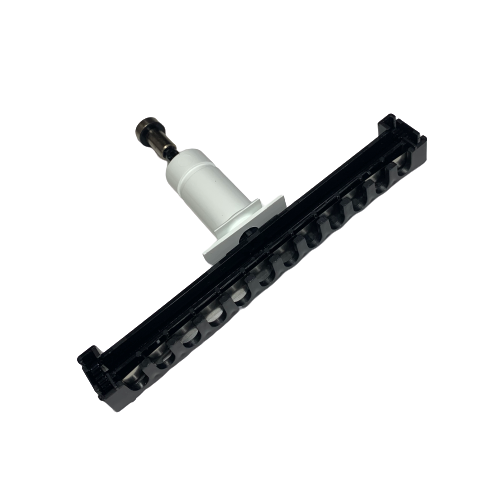 GI F807107 A white and black vacuum attachment with a wide rectangular brush head and hose connector, inspired by the efficient design of the Pipetman M Multichannel 12 Channel P12xM (Gilson) operating system.