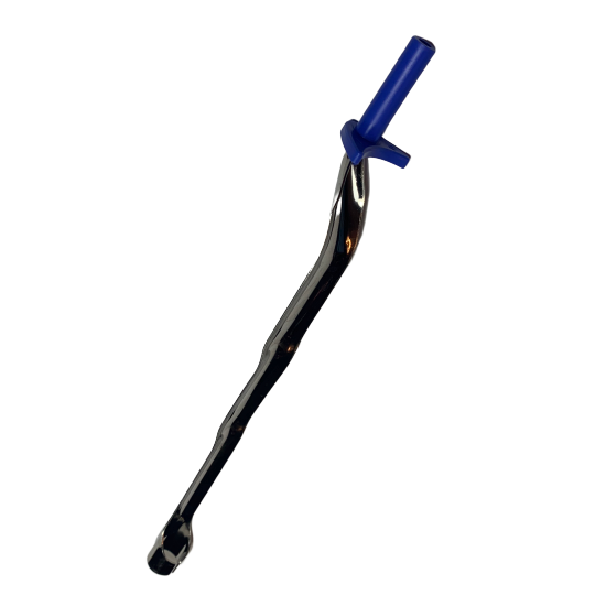 GI F144769 A metal rod with a twisted design and blue plastic handle, resembling the tip ejector from a Gilson Pipetman F Fixed (F250, F300, F400, F500, F1000) pipette, shown on a white background.